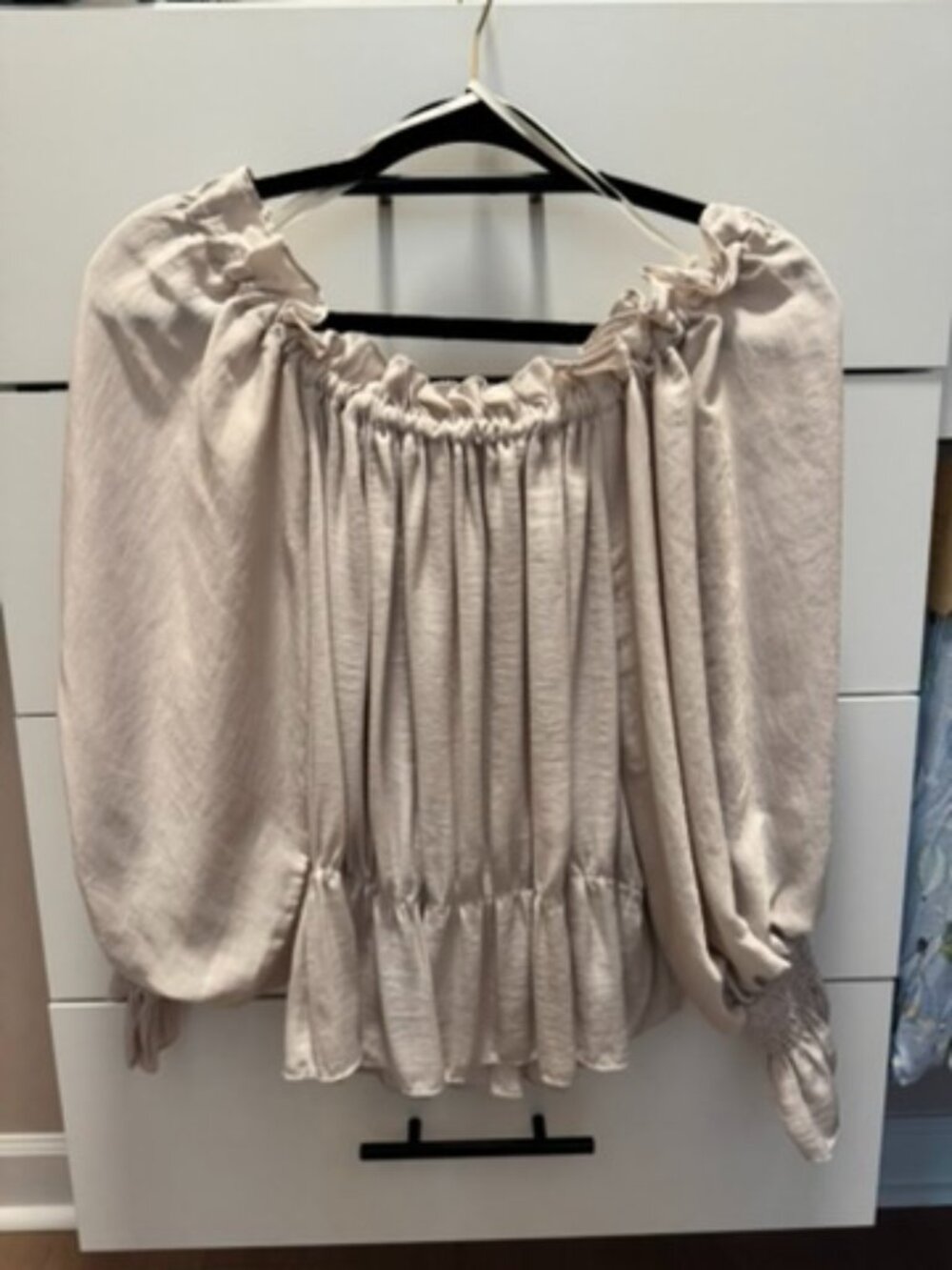 She + Sky Satin Off-Shoulder Top